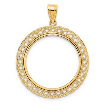 14k Polished Quad Loop with 22.0mm Prong Coin Bezel Pendant