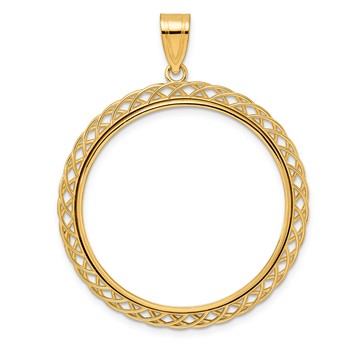 14k Polished Quad Loop with 32.0mm Prong Coin Bezel Pendant