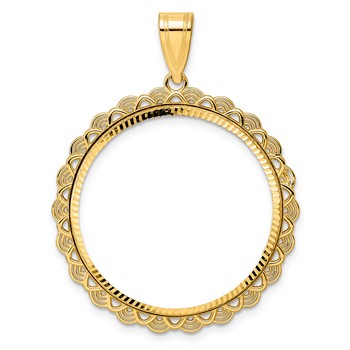 14k Diamond Cut Rainbow with 27.0mm Prong Coin Bezel Pendant