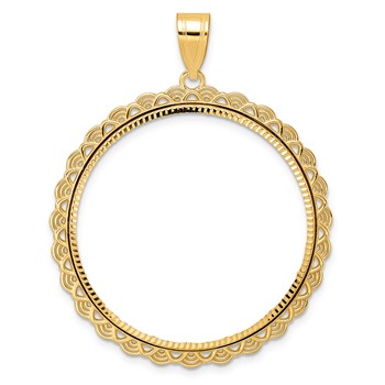 14k Diamond Cut Rainbow with 32.7mm Prong Coin Bezel Pendant