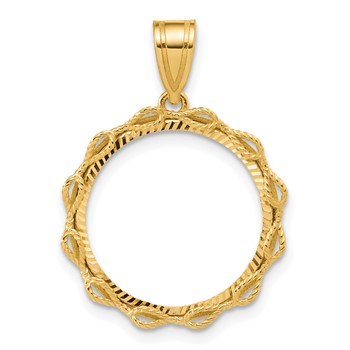 14k Diamond Cut Rope with 16.5mm Prong Coin Bezel Pendant