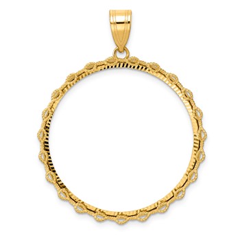 14k Diamond Cut Rope with 32.0mm Prong Coin Bezel Pendant