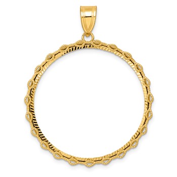 14k Diamond Cut Rope with 32.7mm Prong Coin Bezel Pendant