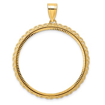 14k Diamond Cut Double Rope with 32.7mm Prong Coin Bezel Pendant