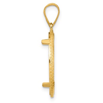 14k Diamond Cut Squares with 18.0mm Prong Coin Bezel Pendant — alternate view