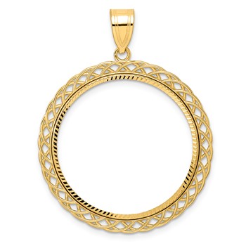 14k Diamond Cut Triple Loop with 27.0mm Prong Coin Bezel Pendant
