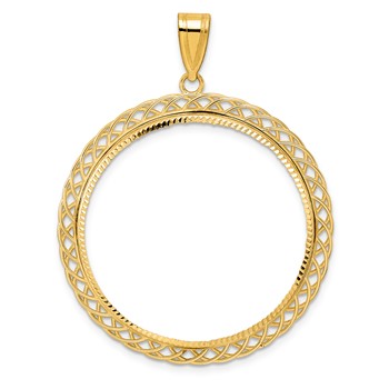 14k Diamond Cut Triple Loop with 32.7mm Prong Coin Bezel Pendant