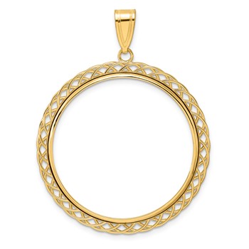 14k Polished Triple Loop with 32.0mm Prong Coin Bezel Pendant