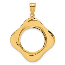 Image of 14k Diamond Cut Diagonal Riptide with 16.5mm Prong Coin Bezel Pendant
