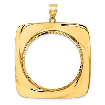 14k Diamond Cut Riptide with 32.7mm Prong Coin Bezel Pendant