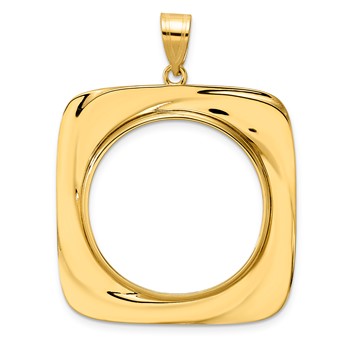 14k Polished Riptide with 27.0mm Prong Coin Bezel Pendant