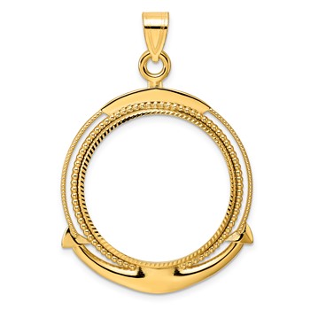 14k Diamond Cut Ships Anchor with 27.0mm Prong Coin Bezel Pendant