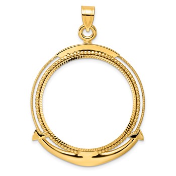 14k Diamond Cut Ships Anchor with 32.7mm Prong Coin Bezel Pendant