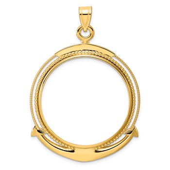 14k Polished Ships Anchor with 32.7mm Prong Coin Bezel Pendant