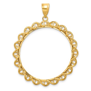 14k Diamond Cut Overlapping Singapore with 32.7mm Prong Coin Bezel Pendant