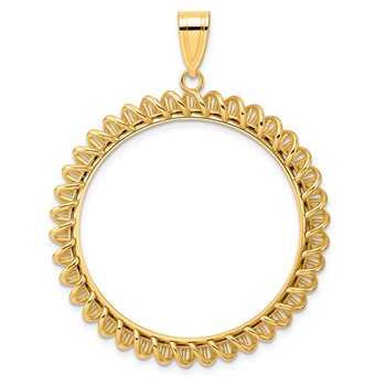 14k Polished Tight Singapore with 32.7mm Prong Coin Bezel Pendant