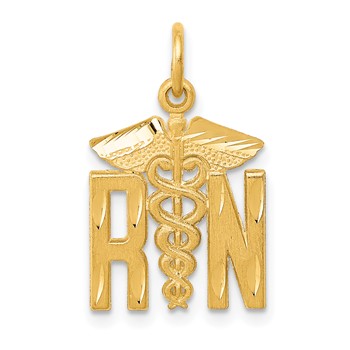 14k Diamond-cut RN Registered Nurse Charm