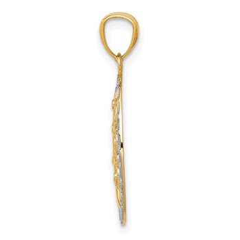 14k and White Rhodium Tree of Life Oval Pendant — alternate view