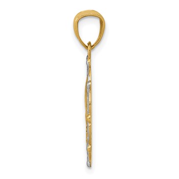 14K and White Rhodium BAPTISM with Praying Hands Scalloped Edge Round Pendant — alternate view