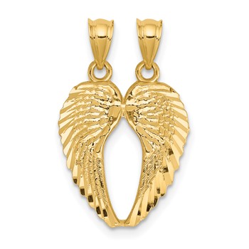 14k Two-Piece Break-Apart Diamond-cut Wings Pendant