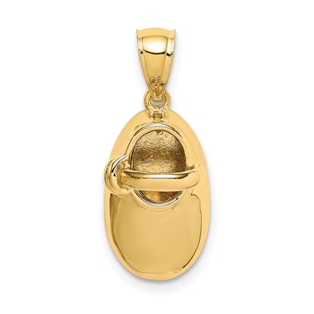 14K Polished 3-D Baby Shoe Pendant