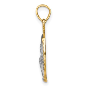 14K and White Rhodium Eagle in Circle Pendant — alternate view