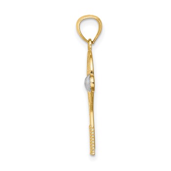 14K and White Rhodium Tennis Racquet and Ball Pendant — alternate view