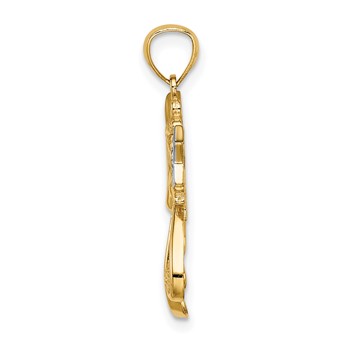 14K and White Rhodium Diamond-cut Angel with a Star Charm — alternate view