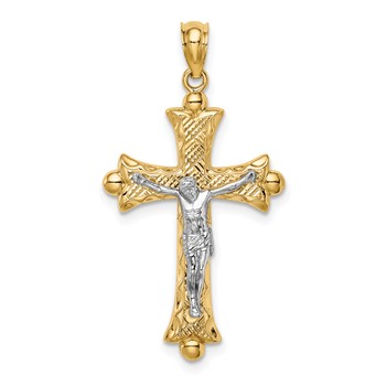 14K Two-Tone Florentine Crucifix Pendant