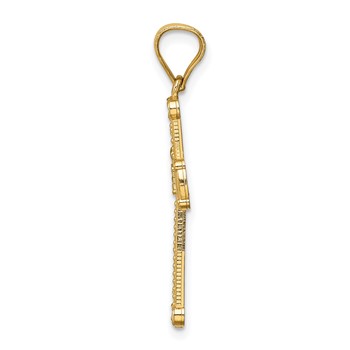 14K and White Rhodium Cross Pendant — alternate view