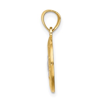 14K and White Rhodium Praying Hands Round Pendant — alternate view