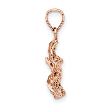 14k Rose Gold Beaded and Polished Plumeria Flower Charm — alternate view