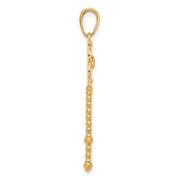 14k and White Rhodium Diamond-cut Floral Key Pendant — alternate view