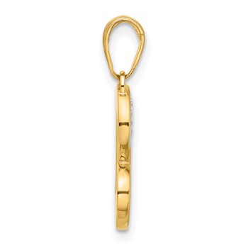 14k and White Rhodium Diamond-cut Heart Pendant — alternate view