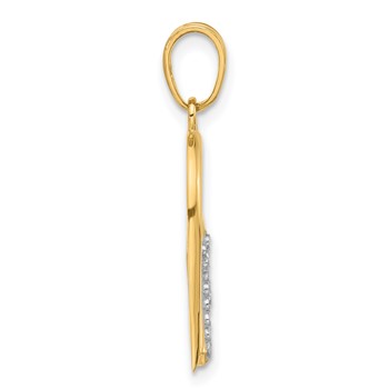 14K and White Rhodium Diamond-cut Cross in Heart Pendant — alternate view