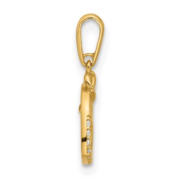 14k Polished CZ Heart with Cross Dangle Pendant — alternate view