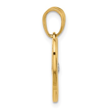 14K with White Rhodium Diamond-cut Heart Arrow Pendant — alternate view