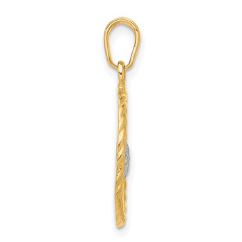 14k and White Rhodium Diamond-cut Heart MOM Pendant — alternate view