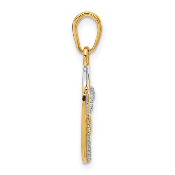 14k and White Rhodium Diamond-cut MOM Heart Pendant — alternate view