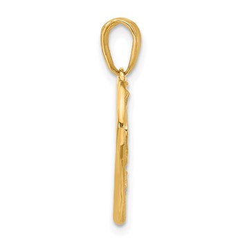 14k and White Rhodium Diamond-cut Mother and Child Hands in Heart Pendant — alternate view