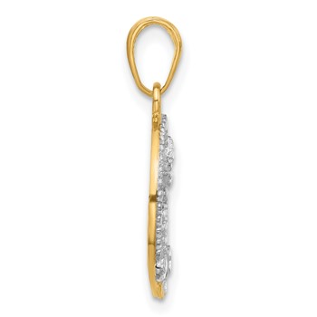 14K and White Rhodium Diamond-cut Butterflies on Circle Pendant — alternate view