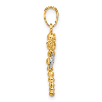 14k and White Rhodium Polished and Diamond-cut Dragonfly Pendant — alternate view