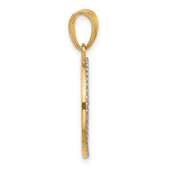 14K and White Rhodium Diamond-cut Sun and Moon Pendant — alternate view