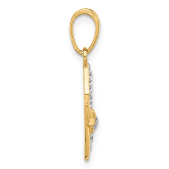 14K and White Rhodium Diamond-cut Stars Pendant — alternate view