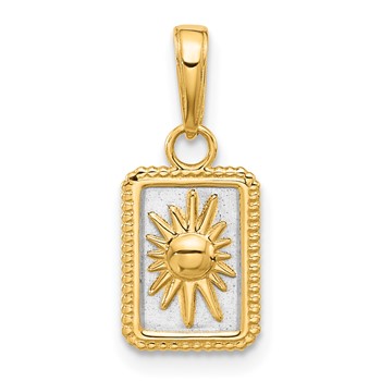 14K and White Rhodium Sun in Frame Pendant