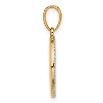 14K and White Rhodium Diamond-cut Blue Enameled Sun and Moon Pendant — alternate view