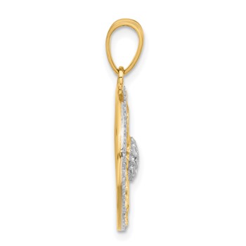 14K and White Rhodium Diamond-cut Sun Pendant — alternate view