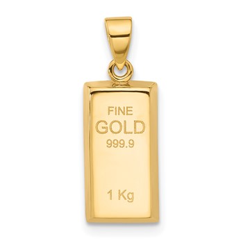 14K Polished FINE GOLD Bar Pendant