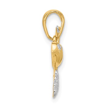 14K and White Rhodium Diamond-cut Bird on Branch Pendant — alternate view