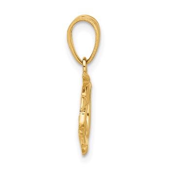 14K with White Rhodium Diamond Cut Swirl Turtle Pendant — alternate view